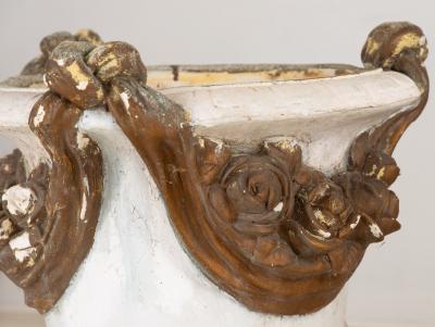 Pair Composite Terracotta Rococo Italian Urns Mid 20th C 