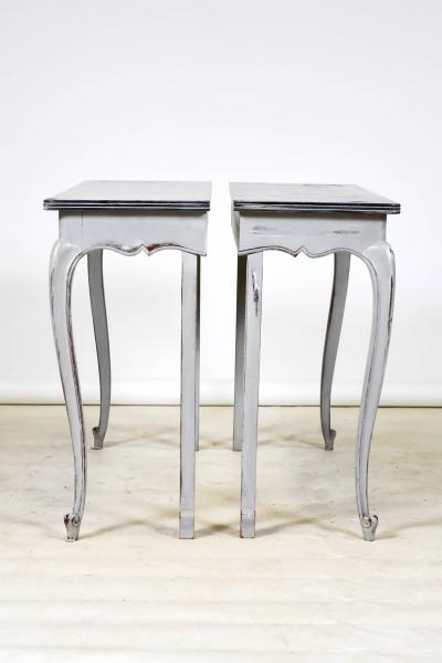 Pair Console Tables Louis XV Style Foux Painted France c a 1900 s