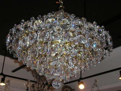 Pair Crystal Modernist Chandelier
