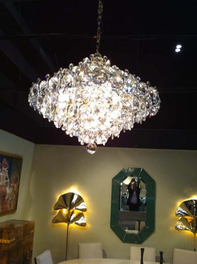 Pair Crystal Modernist Chandelier