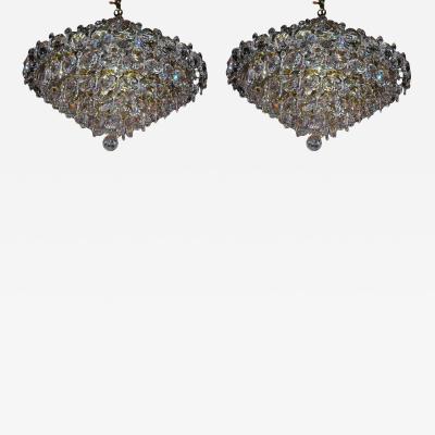 Pair Crystal Modernist Chandelier
