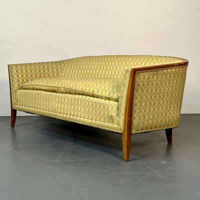 Pair Curved Mid Century Modern Sofas Settees Loveseats John Stuart for Irwin