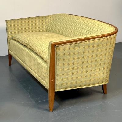 Pair Curved Mid Century Modern Sofas Settees Loveseats John Stuart for Irwin