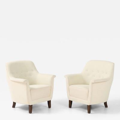 Pair Danish Cabinetmaker PMJ Chairs Denmark 1940 s