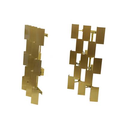 Pair Danish large brass wall lights ca 50s 60s