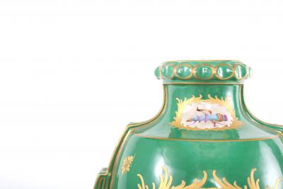 Pair Decorative Gilt Porcelain Dresden Covered Urns