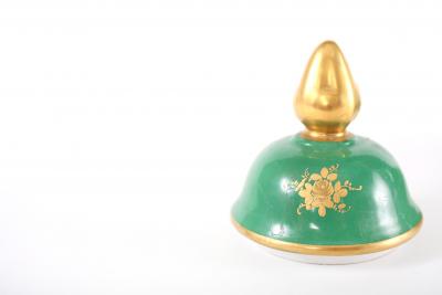 Pair Decorative Gilt Porcelain Dresden Covered Urns