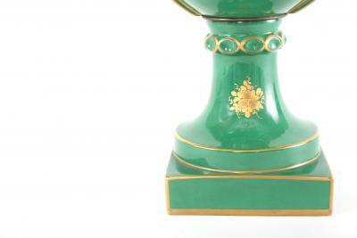 Pair Decorative Gilt Porcelain Dresden Covered Urns