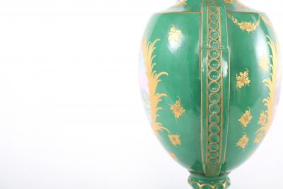 Pair Decorative Gilt Porcelain Dresden Covered Urns