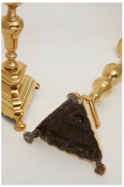 Pair Early 18th Century Continental Brass Candlestick or Altarsticks