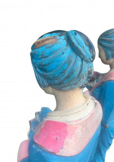 Pair East Asian Standing Figures Of Woman Possibly Geisha