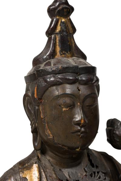 Pair Edo era giltwood standing Amitabha Buddhas