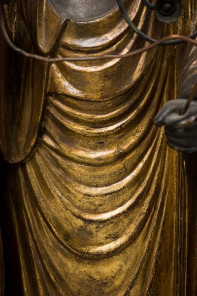 Pair Edo era giltwood standing Amitabha Buddhas