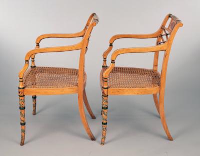 Pair Edwardian Satinwood Armchairs