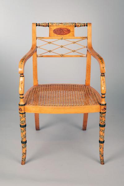 Pair Edwardian Satinwood Armchairs