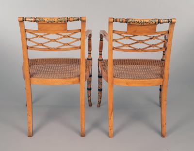 Pair Edwardian Satinwood Armchairs