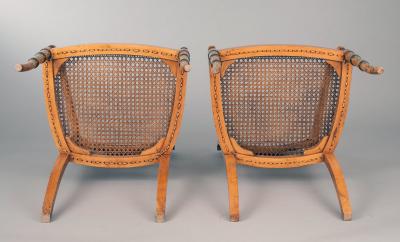 Pair Edwardian Satinwood Armchairs