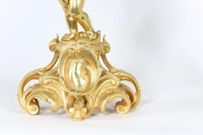 Pair Eight Armed Gilt Bronze Candelabras