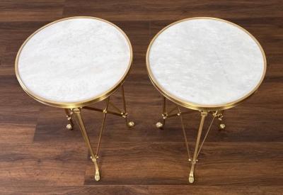 Pair Empire Bronze Marble Gueridons