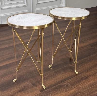 Pair Empire Bronze Marble Gueridons