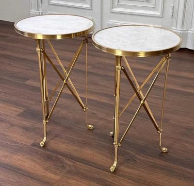 Pair Empire Bronze Marble Gueridons