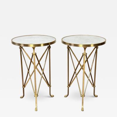 Pair Empire Bronze Marble Gueridons