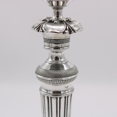 Pair Empire Period Silverplate Candlesticks France circa 1820 