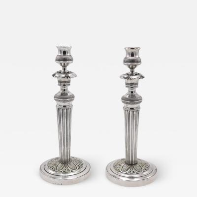 Pair Empire Period Silverplate Candlesticks France circa 1820 