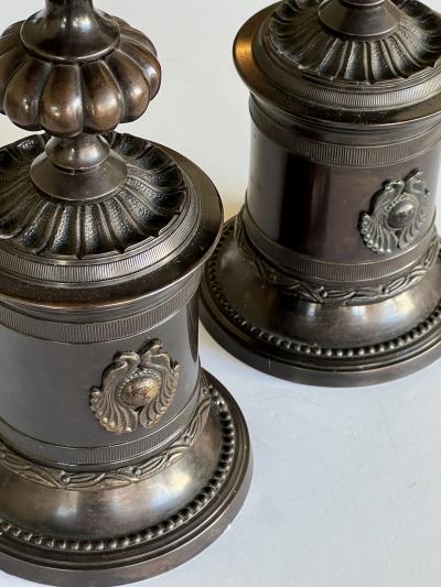 Pair Empire Style Bronze Candle Holders