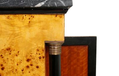 Pair Empire Style Marble Top Bar Wood Half Commodes