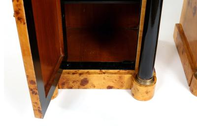 Pair Empire Style Marble Top Bar Wood Half Commodes