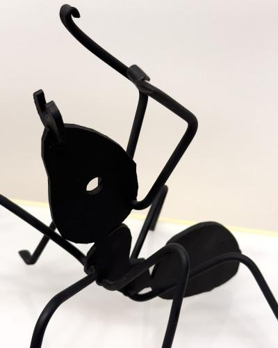 Pair Enameled Metal Black Ant Sculptures