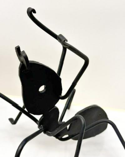 Pair Enameled Metal Black Ant Sculptures