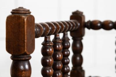 Pair English 19thC Beech Bobbin Corner Chairs