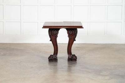 Pair English 19thC Mahogany Lion Paw Console Tables