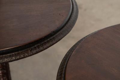 Pair English 19thC Mahogany Painted Cast Iron Tavern Tables