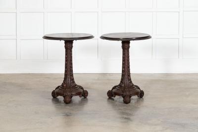 Pair English 19thC Mahogany Painted Cast Iron Tavern Tables