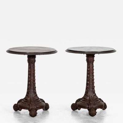 Pair English 19thC Mahogany Painted Cast Iron Tavern Tables