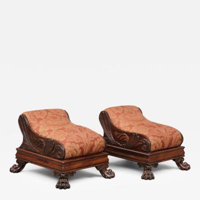 Pair English Antique Regency Footstools