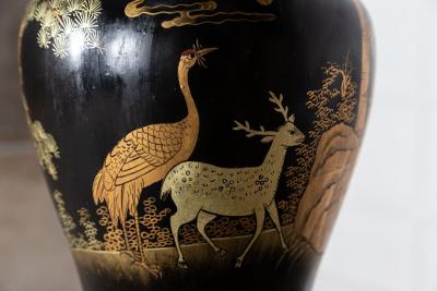 Pair English Large Chinoiserie Papier M ch Table Lamps