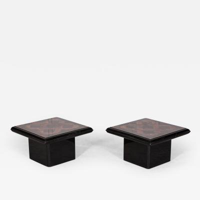 Pair English Mid Century Burr Walnut Side Tables