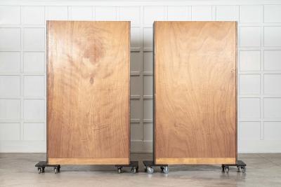 Pair English Painted Mahogany Glazed Bookcase Display Cabinets