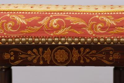 Pair Faux Rosewood Upholstered Stools