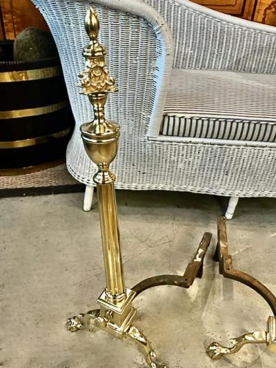 Pair Federal Brass Andirons