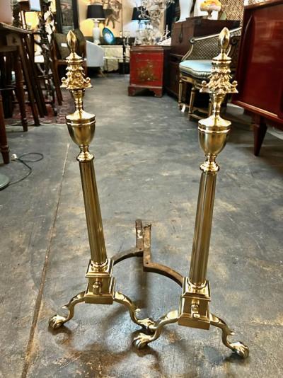 Pair Federal Brass Andirons