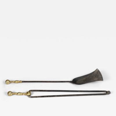 Pair Fireplace Tools Shovel and Tongs