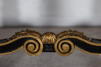 Pair French 19thC Ebonised Gilt Velvet Stools