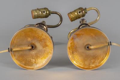 Pair French Empire Gilt Bronze Candlestick Lamps a Pair