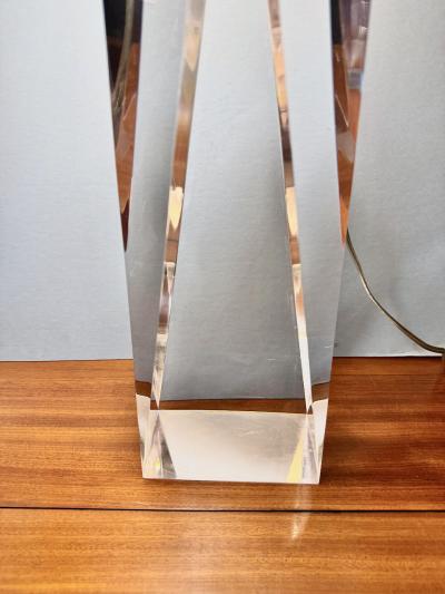Pair French Faceted Acrylic Lamps