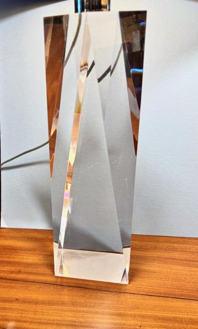 Pair French Faceted Acrylic Lamps